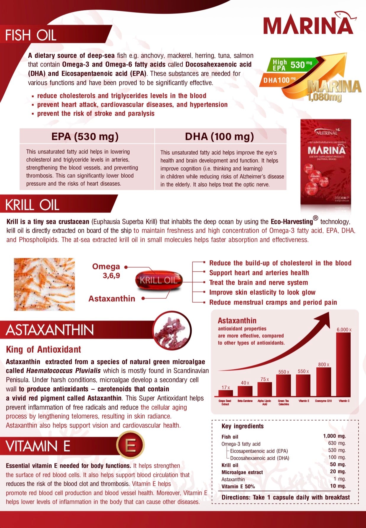 Marina Omega Formula – The Power of Omega-3 with Krill Oil & Astaxanthin